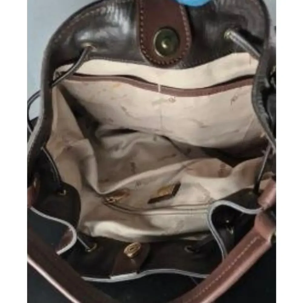 A BELLUCCI XL GENUINE LEATHER SETA LEATHER DRAWSTRING TOTE BAG
